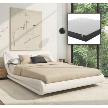 Letto di design Alessia colore bianco (180x200cm) con materasso Texas