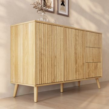 Credenza Cannettata Renzo L con 2 Anta e Cassetti - Rovere Alba