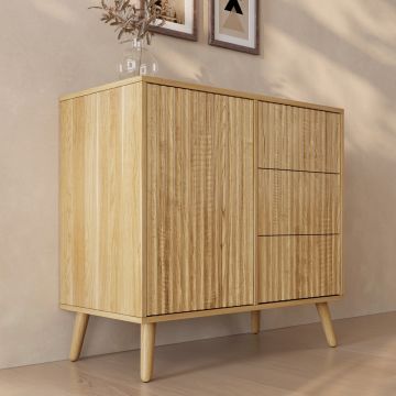 Credenza Cannettata Renzo M con 1 Anta e Cassetti - Rovere Alba