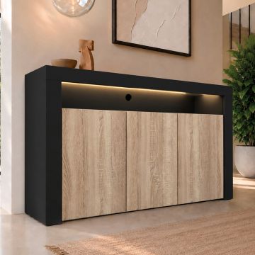 Credenza modello Aker colore nero e sonoma opaco