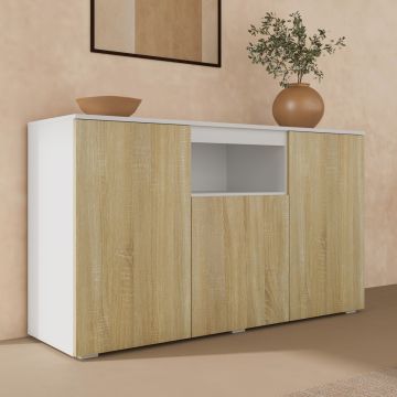 Credenza modello Nevada colore bianco e sonoma (140x80x40cm)
