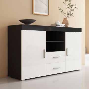 Credenza modello Roque colore nero e bianco (140x80x40cm)