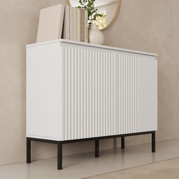 Credenza scanalata modello Logan 2 ante colore Bianco
