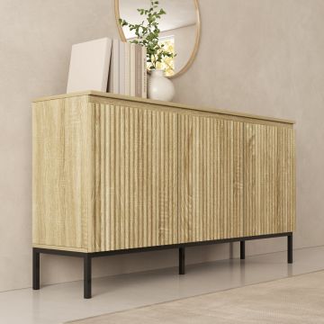 Credenza scanalata modello Logan 3 ante colore Sonoma