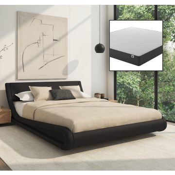 Letto di design Alessia colore nero (150x190cm) con materasso Texas