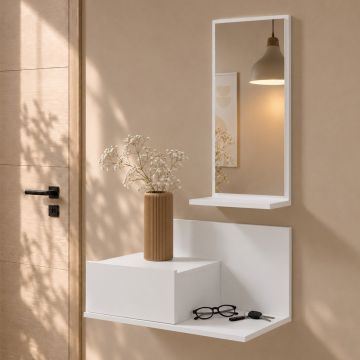 Mobile da ingresso Isabela con cassetto e specchio colore bianco
