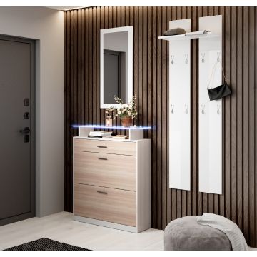 Set da ingresso con specchio e attaccapanni Paola bianco