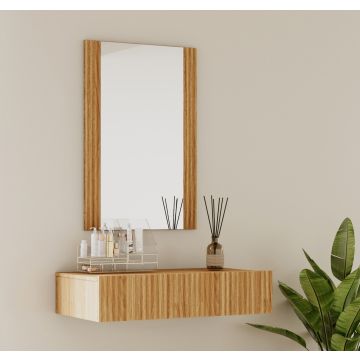 Toeletta colore Rovere Alba scanalata con cassetto e specchio Velia