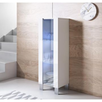 Vetrina modello Luke V2 (40x138cm) colore bianco con piedini in alluminio