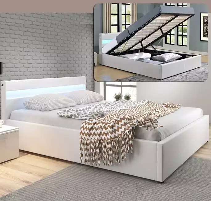 Letto matrimoniale con contenitore Bahia Bianco