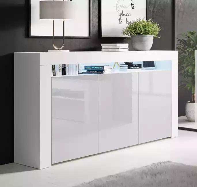 Credenza modello Aker colore bianco e grigio (155x91,5x37cm)