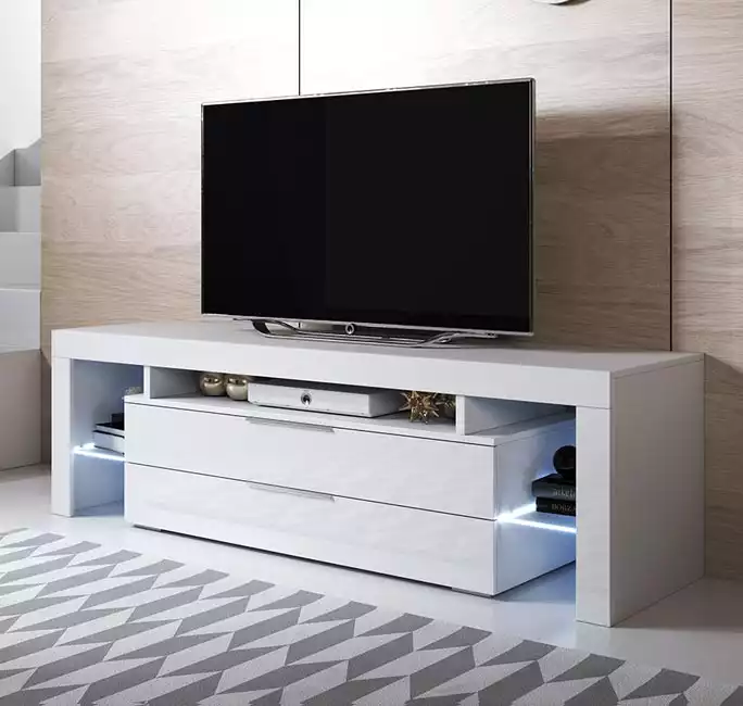 Mobile TV modello Selma (160x53cm) colore bianco con LED RGB
