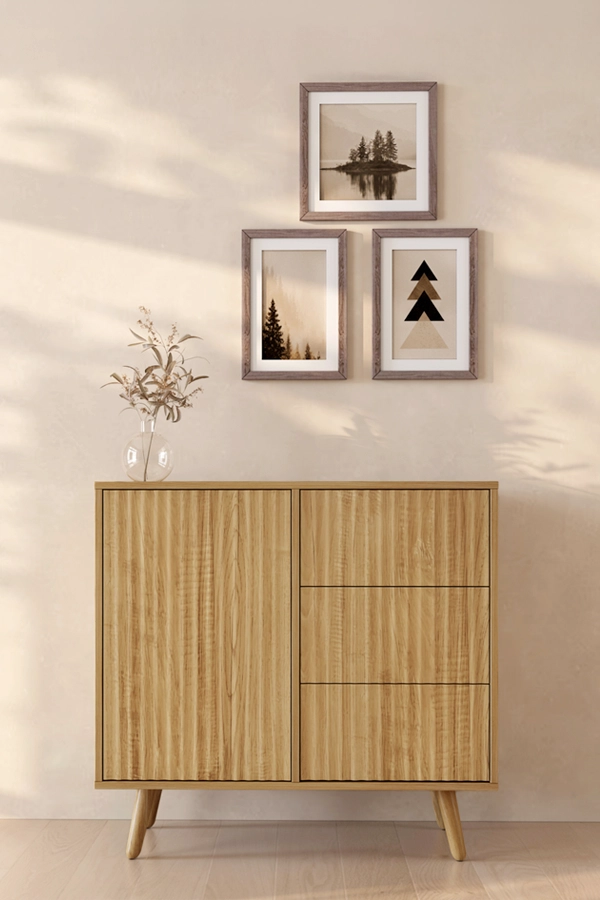 Credenza Cannettata Renzo M con 1 Anta e Cassetti - Rovere Alba
